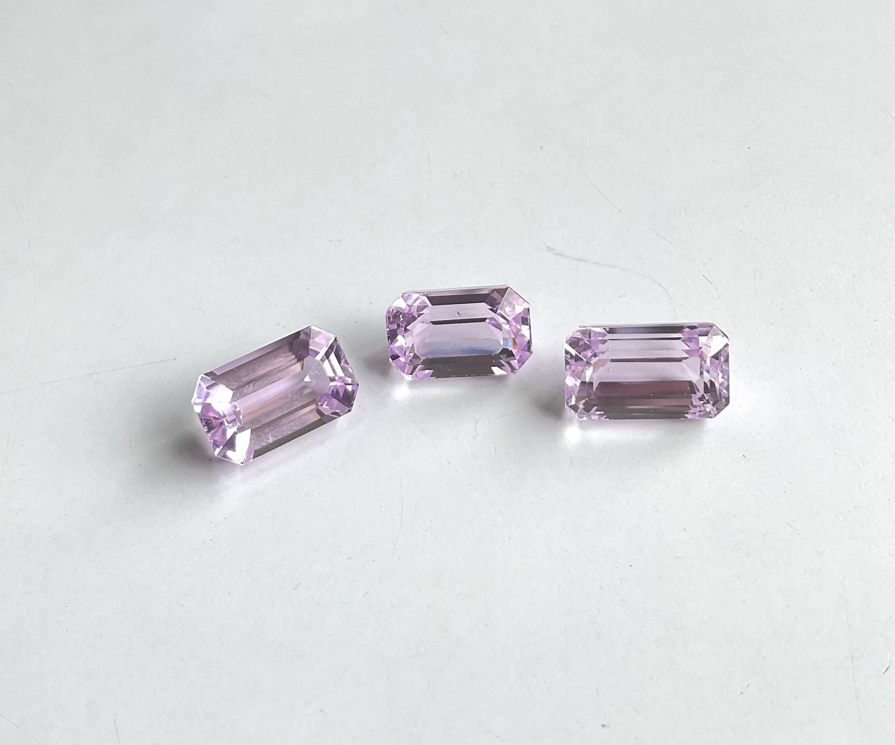 34.29 Carats Pink Kunzite Octagon Natural Cut Stones For Fine Gem Jewellery For Sale 3