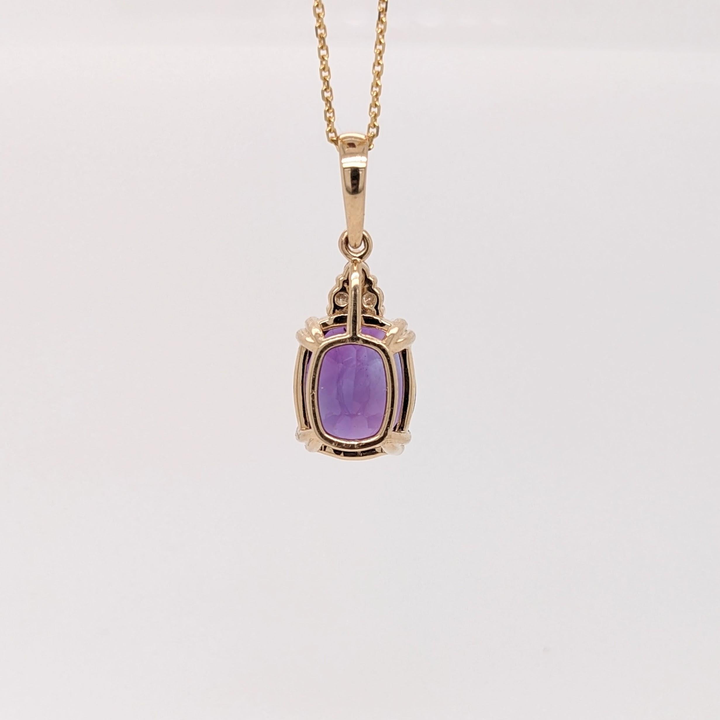 Modernist 3.42ct Amethyst Pendant w Diamond Accents in Solid 14K White Gold Oval 11x9mm For Sale