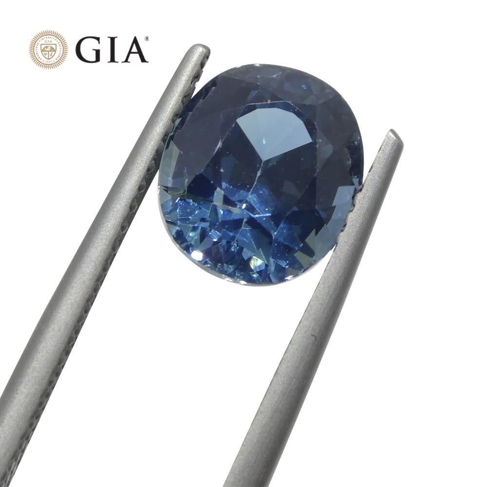 3.42ct Oval Greenish Blue Sapphire GIA Certified Nigeria   In New Condition For Sale In Toronto, Ontario