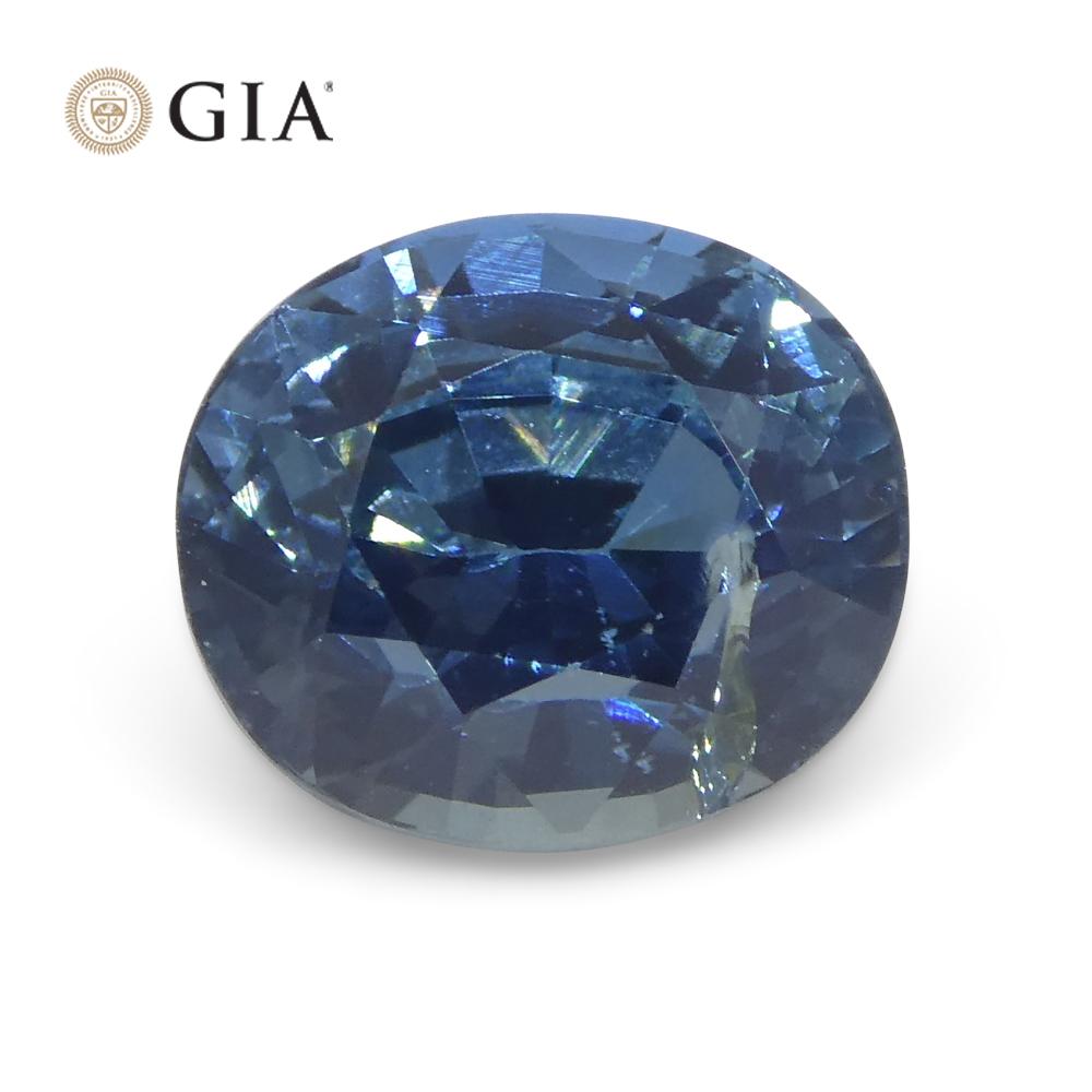 3.42ct Oval Greenish Blue Sapphire GIA Certified Nigeria   For Sale 1