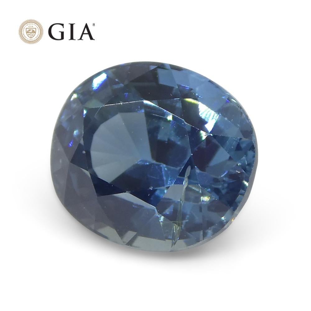3.42ct Oval Greenish Blue Sapphire GIA Certified Nigeria   For Sale 2