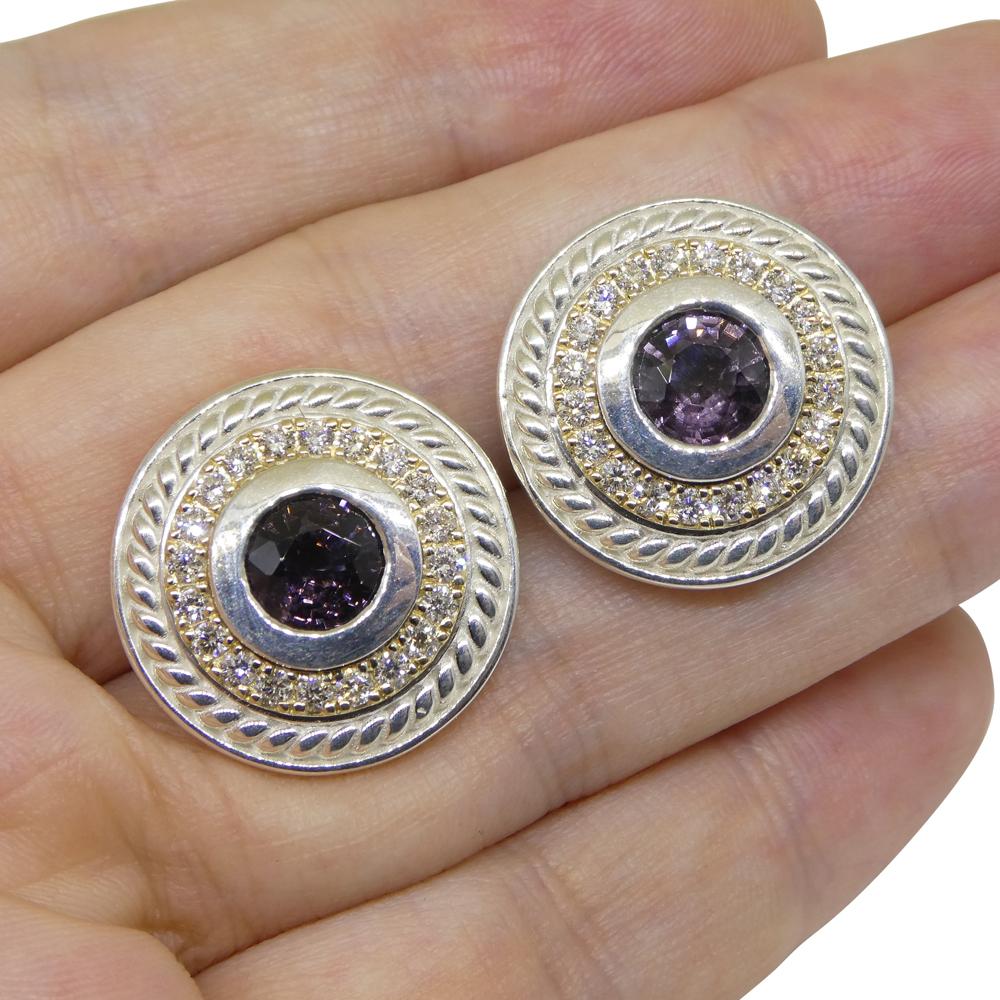 These are stunning custom made purple spinel cufflinks, set in 925 sterling silver and 14kt yellow gold, made to exacting standards here in Canada.

  

Certificate of Evaluation

 

One Pair custom designed/made stamped 925 sterling silver and 14K