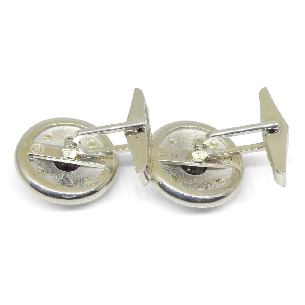 3.42ct Purple Spinel & Diamond Cufflinks set in 925 Sterling Silver and 14k Yell For Sale 3