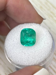 3.43 Carat Medium Green Colombian Emerald - Elongated Cushion Cut Gem