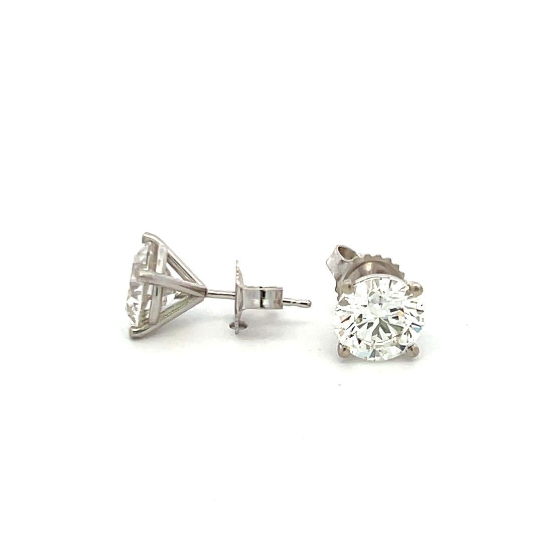 Orecchini con diamante tondo brillante I SI1 da 3,43 carati in oro bianco 14 carati in vendita 5
