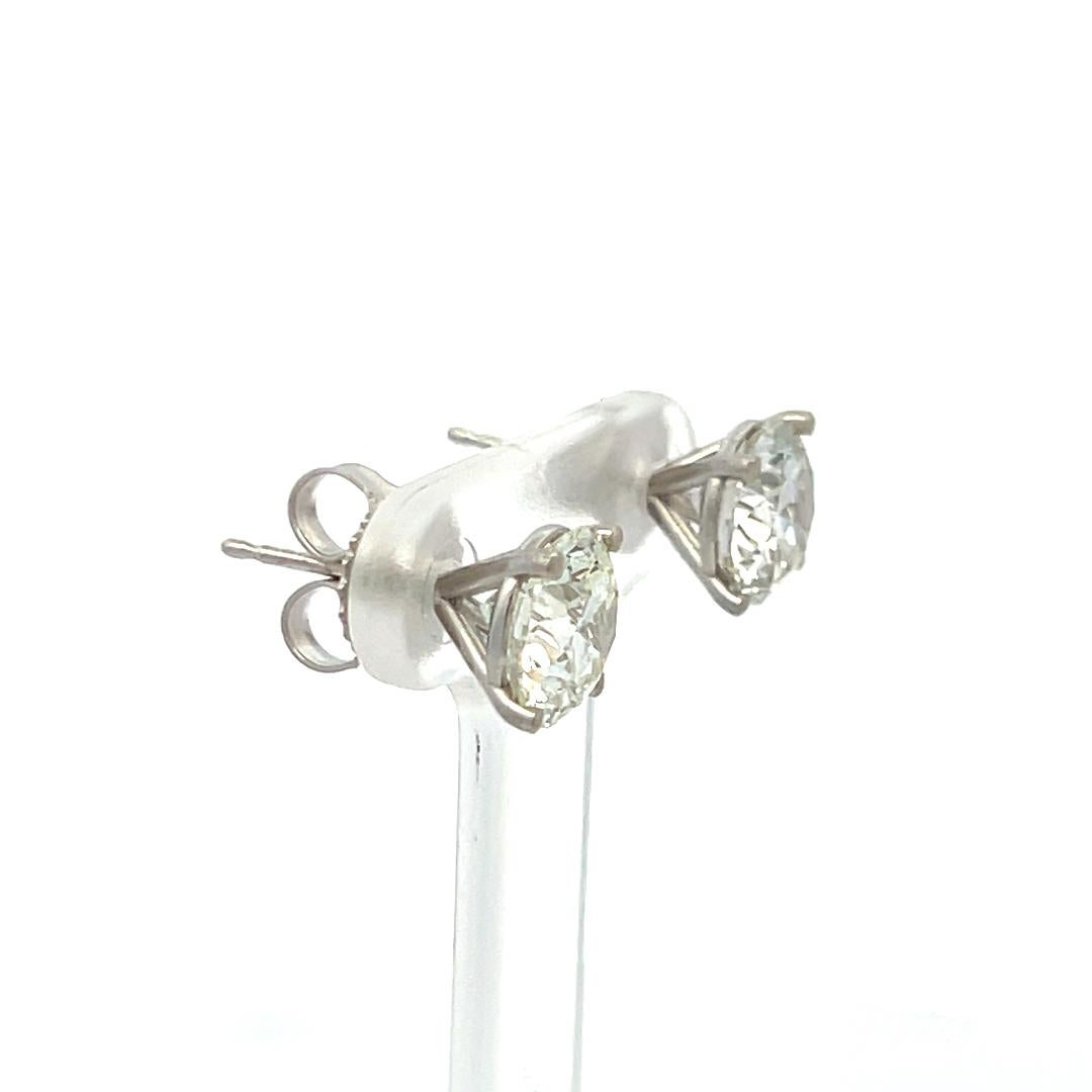 Orecchini con diamante tondo brillante I SI1 da 3,43 carati in oro bianco 14 carati in vendita 2