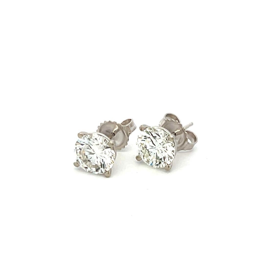 Orecchini con diamante tondo brillante I SI1 da 3,43 carati in oro bianco 14 carati in vendita 4