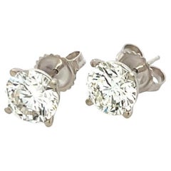 3.43 Carat Round Brilliant I SI1 Diamond 14 Karat White Gold Stud Earrings