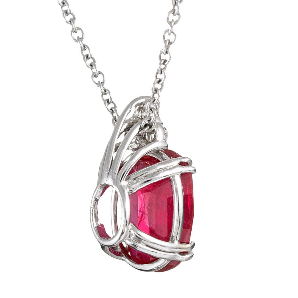 3.43 Carat Ruby and Diamond Solitaire Pendant In Excellent Condition In Carmel-by-the-Sea, CA