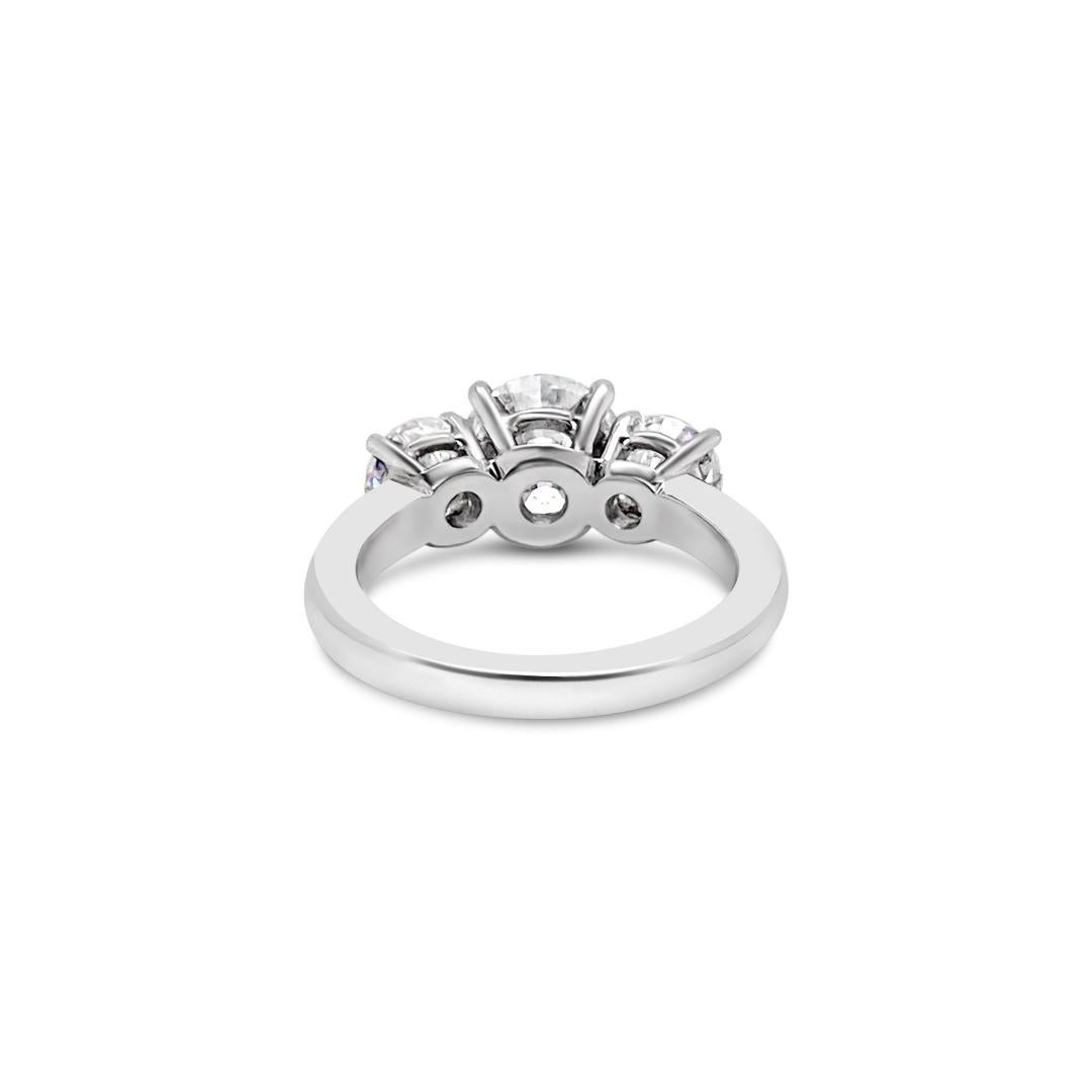 Brilliant Cut 3.43 Carat 'total weight' Three-Stone Diamond Ring in Platinum