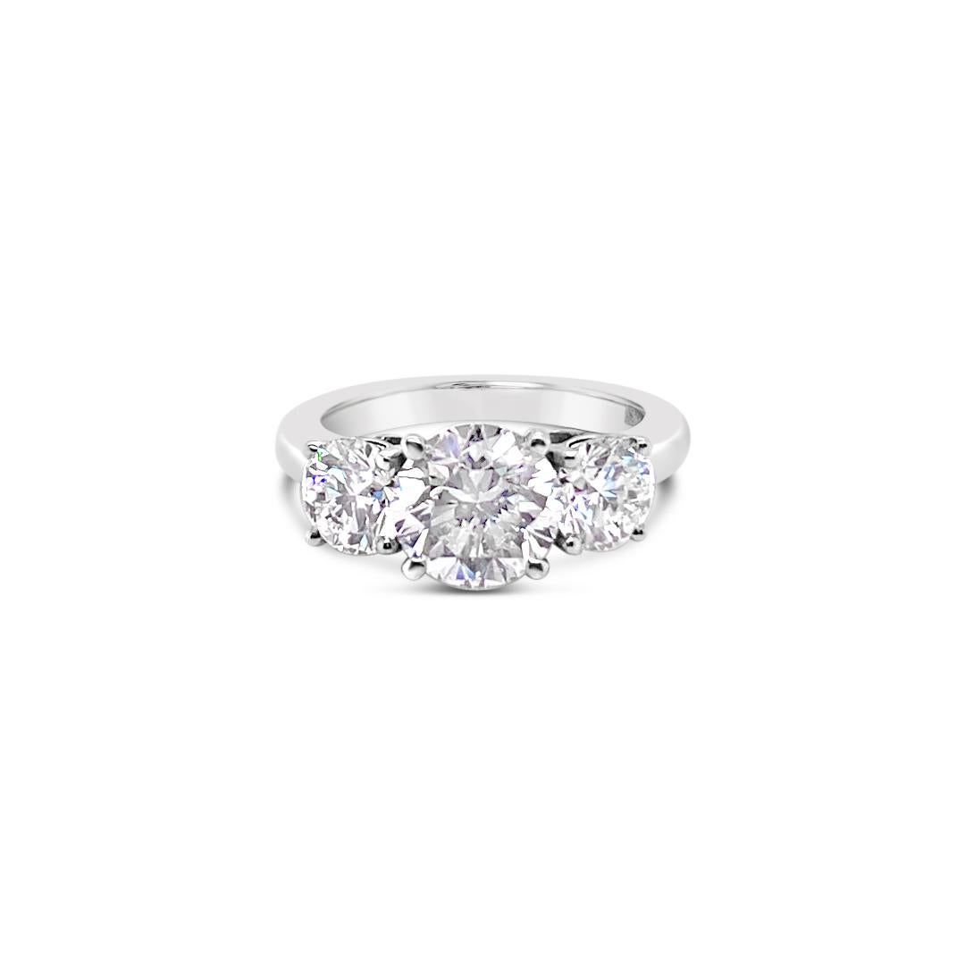 3.43 Carat 'total weight' Three-Stone Diamond Ring in Platinum 1