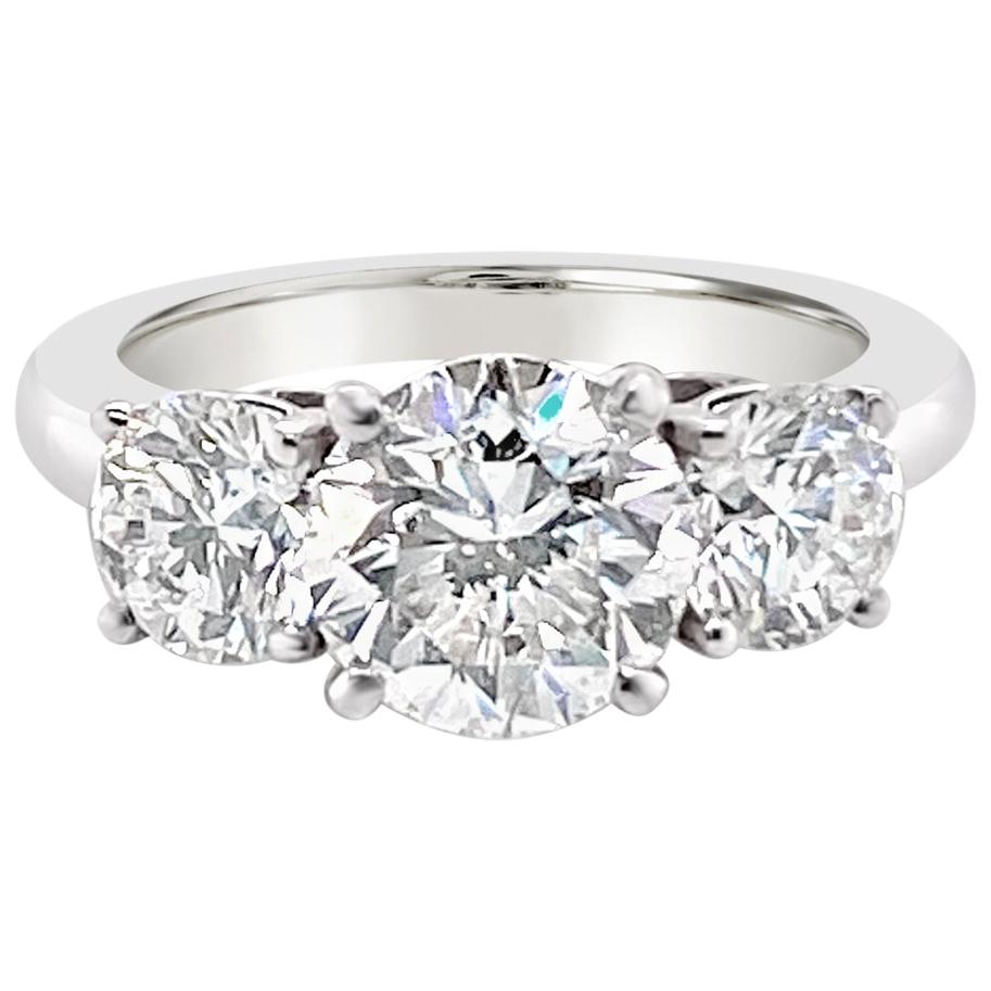 3.43 Carat 'total weight' Three-Stone Diamond Ring in Platinum