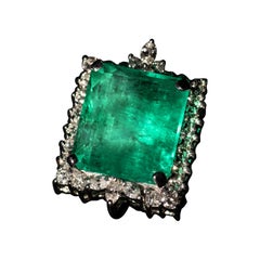 34.30 AGL Certified Colombian Emerald Brooch Pendant