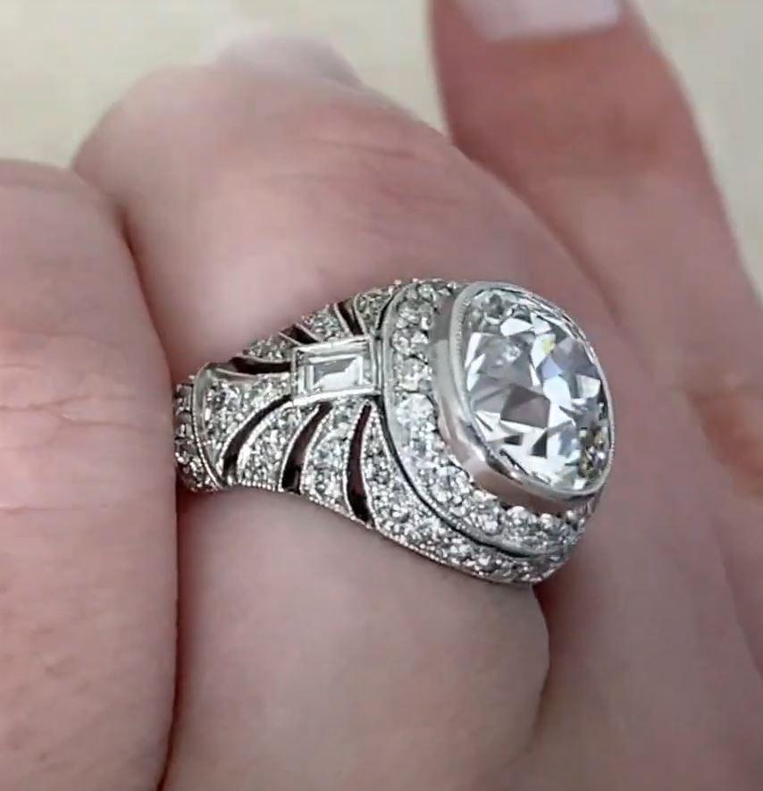 Edwardian Antique Halo Setting Engagement Ring, (Approx. 3.40-Carats) Cushion Cut Diamond For Sale