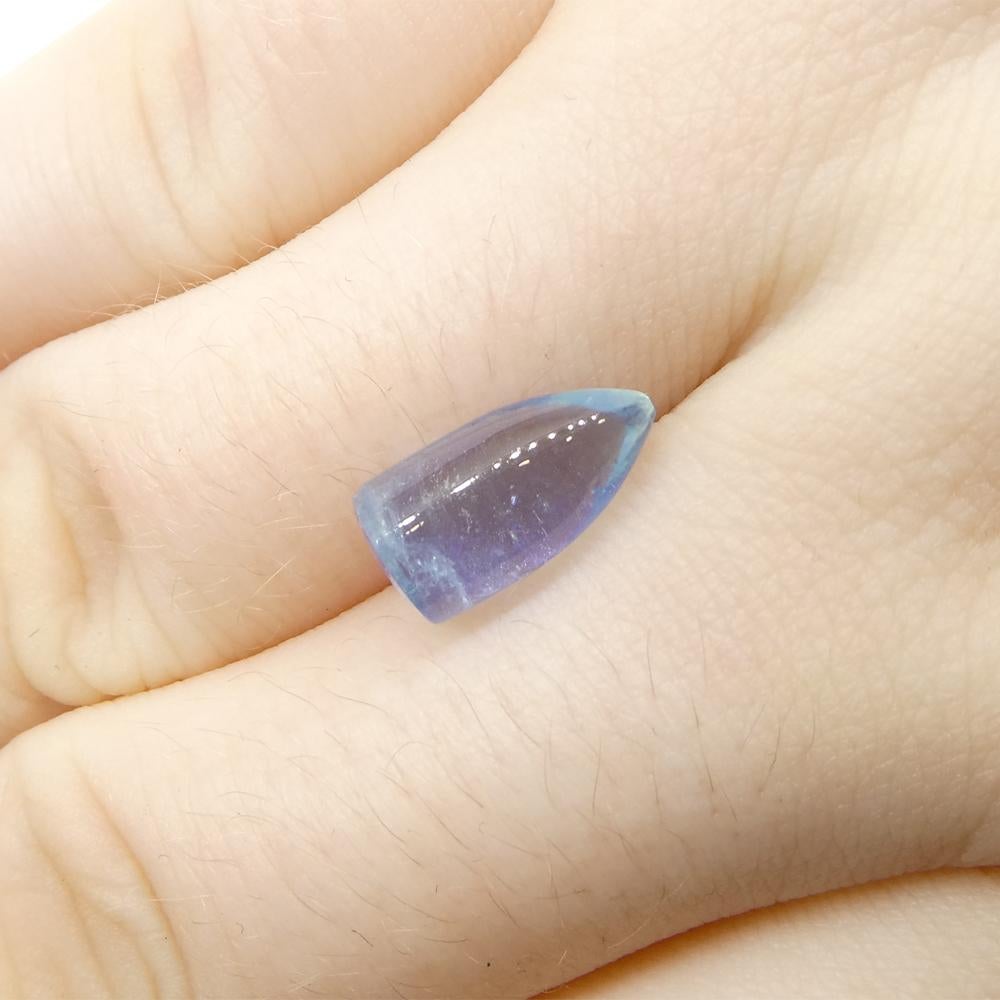 3.43ct Bullet Cabochon Blue Aquamarine from Brazil For Sale 8