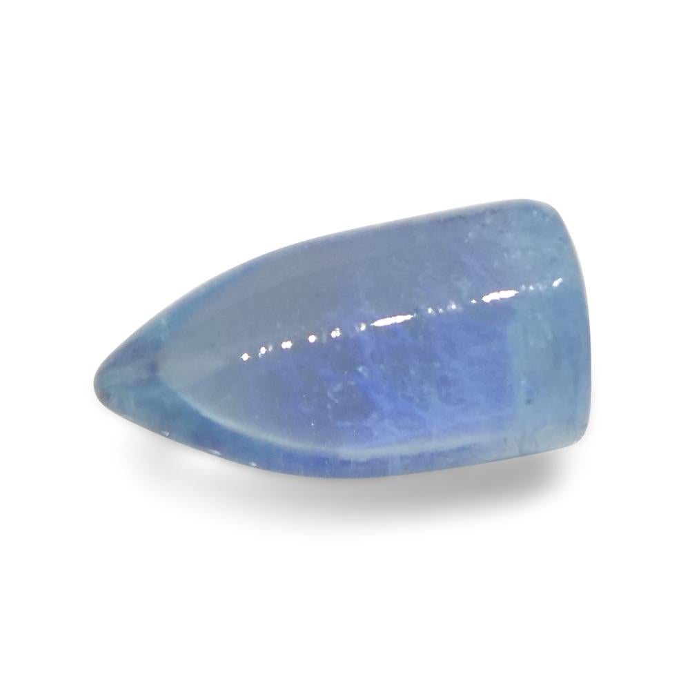 3.43ct Bullet Cabochon Blue Aquamarine from Brazil For Sale 2