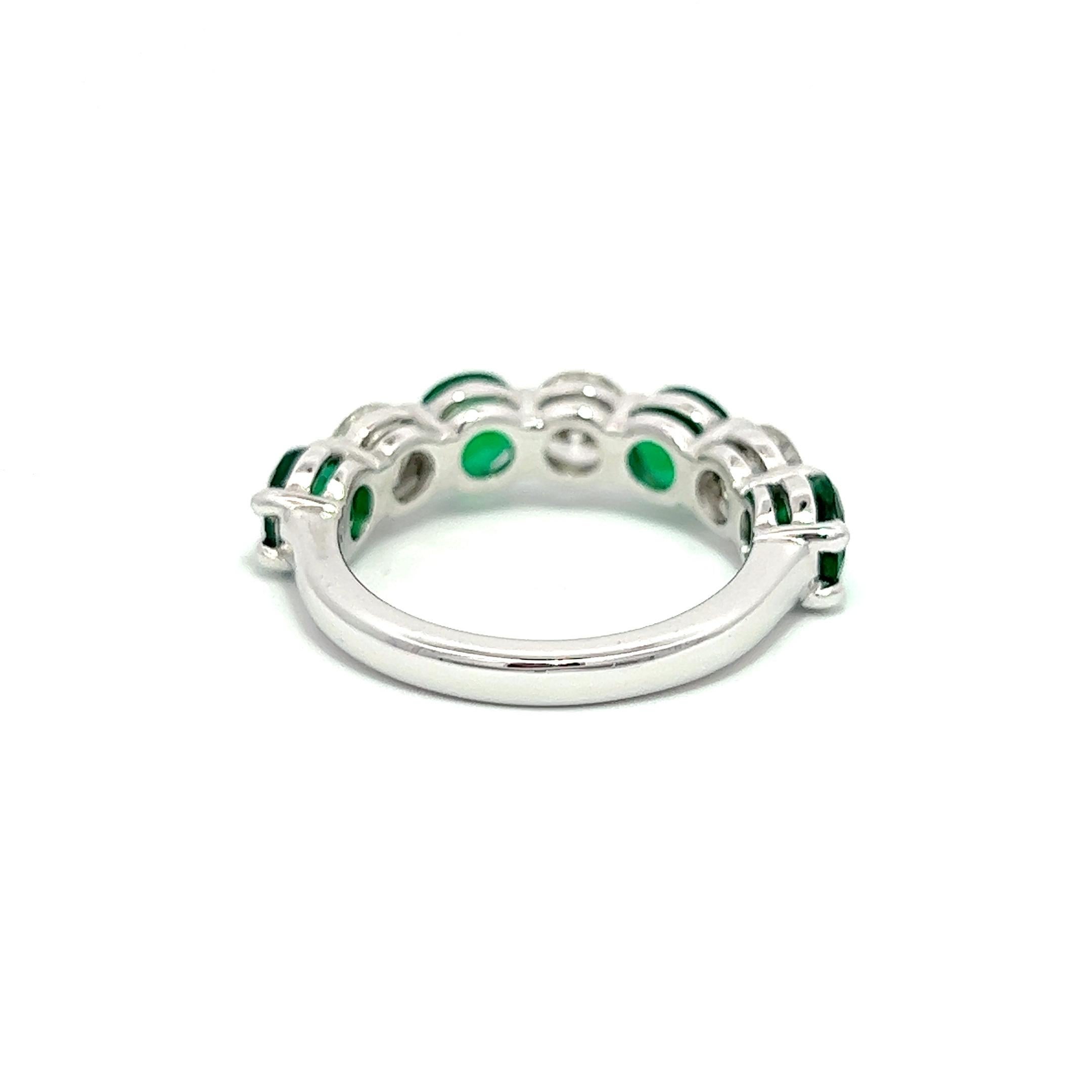 3.43CT Emeralds & Diamonds Anniversary Band Platinum Setting In New Condition For Sale In New York, NY