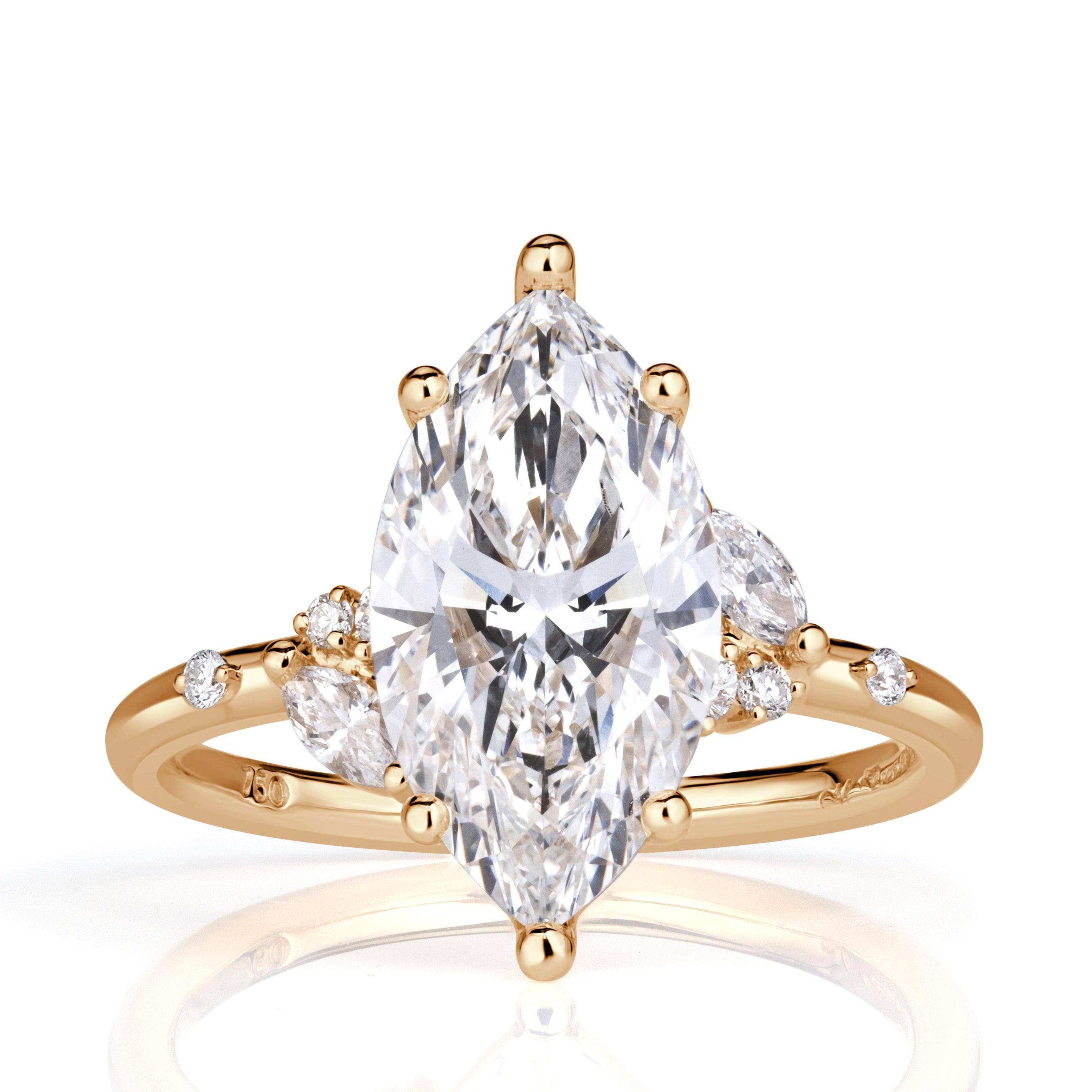 3.43ct Marquise Cut Lab Grown Diamond Engagement Ring For Sale