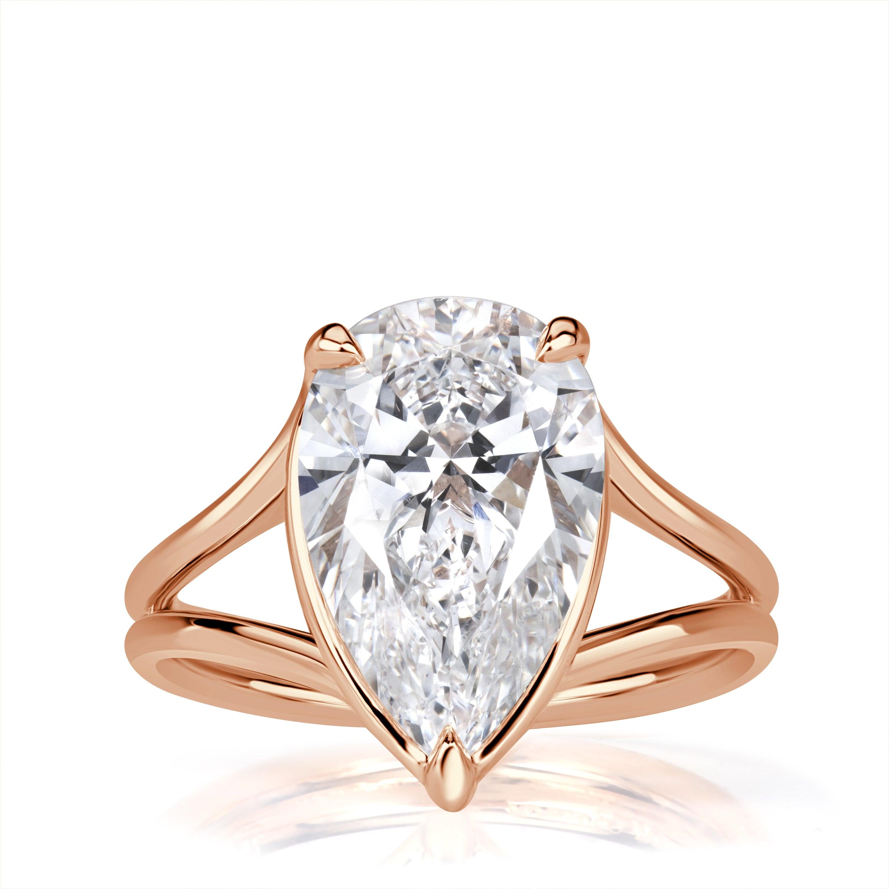 3.43ct Pear Shaped Lab Grown Diamond Engagement Ring