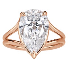 Used 3.43ct Pear Shaped Lab Grown Diamond Engagement Ring