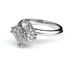 3.43 Carat Square Radiant Cut Diamond Engagement Ring