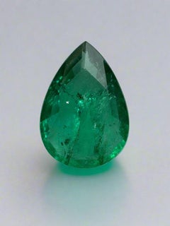 Émeraude de Zambie verte écaillée de 3,44 carats 13x9, pierre de naissance de mai taillée en poire