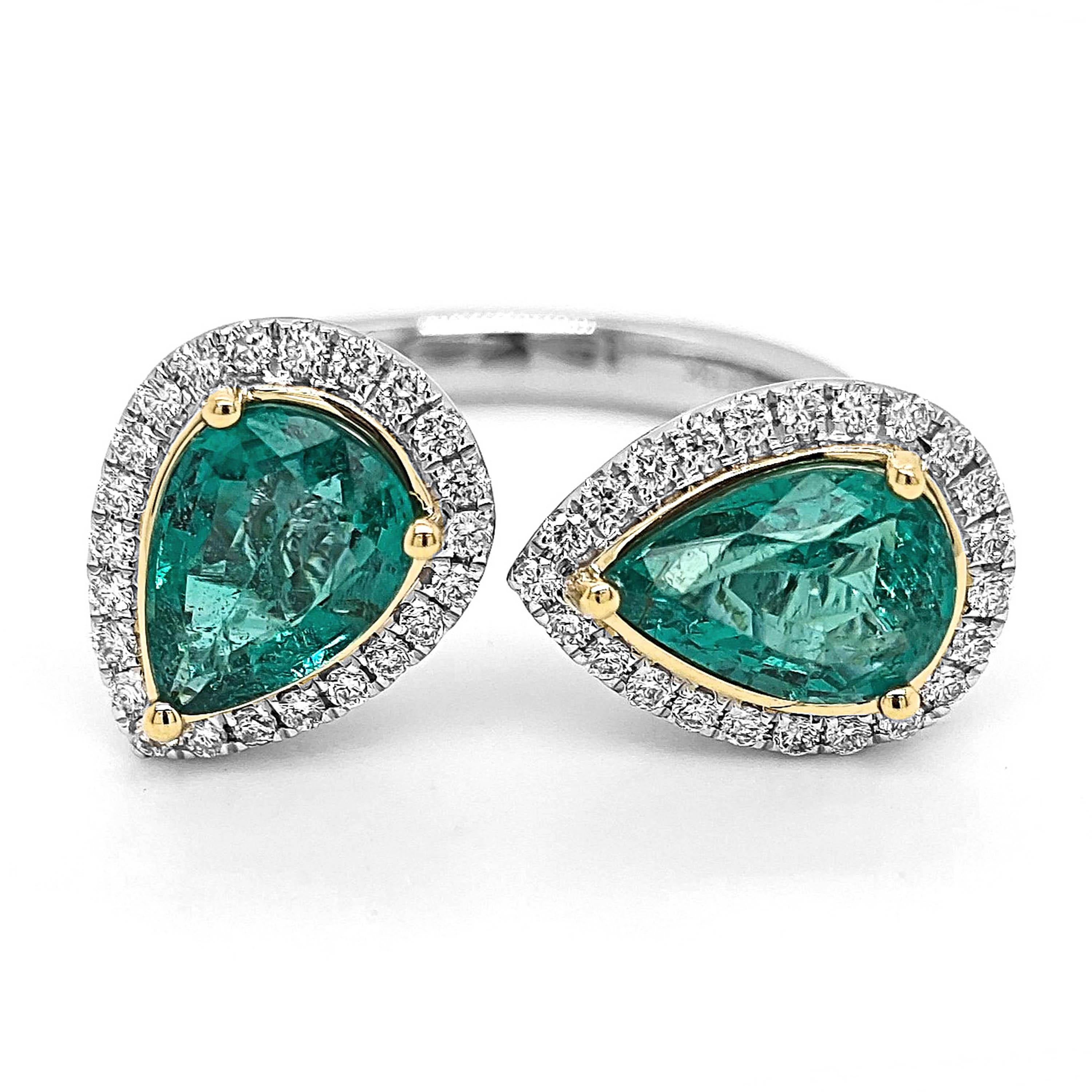 Anello in oro bianco con smeraldo e diamante da 3,44 carati In condizioni Nuovo in vendita a New York, NY