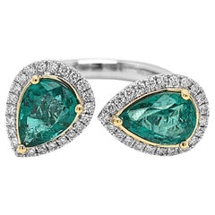 3.44 Carat Emerald and Diamond White Gold Ring