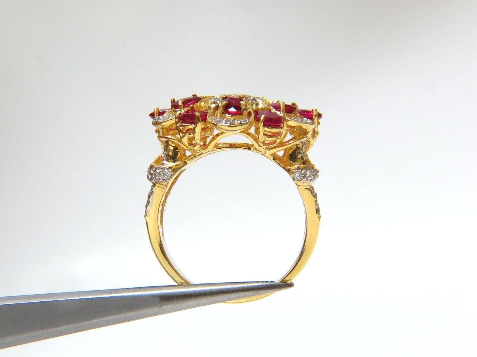 Women's or Men's 3.44 Carat Natural Fancy Yellow Brown Diamond Ruby Cocktail Cluster Ring