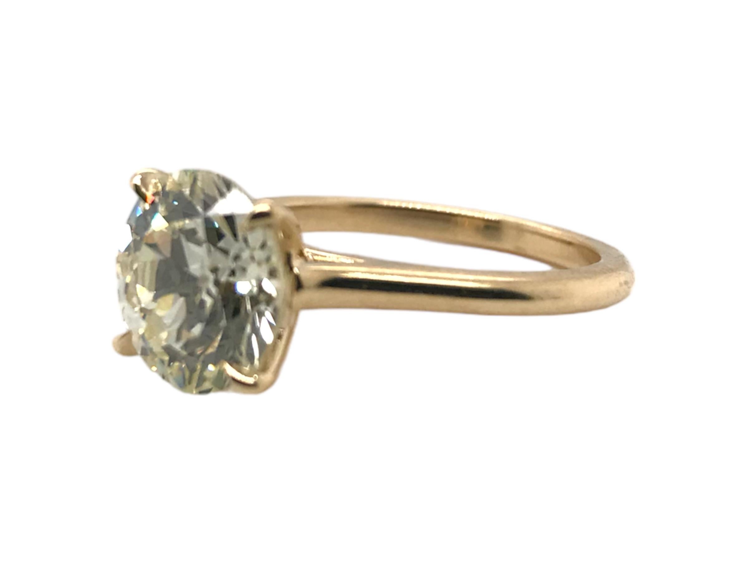 3.44 Karat Solitär-Diamant-Verlobungsring mit europäischem Schliff (Alteuropäischer Schliff)