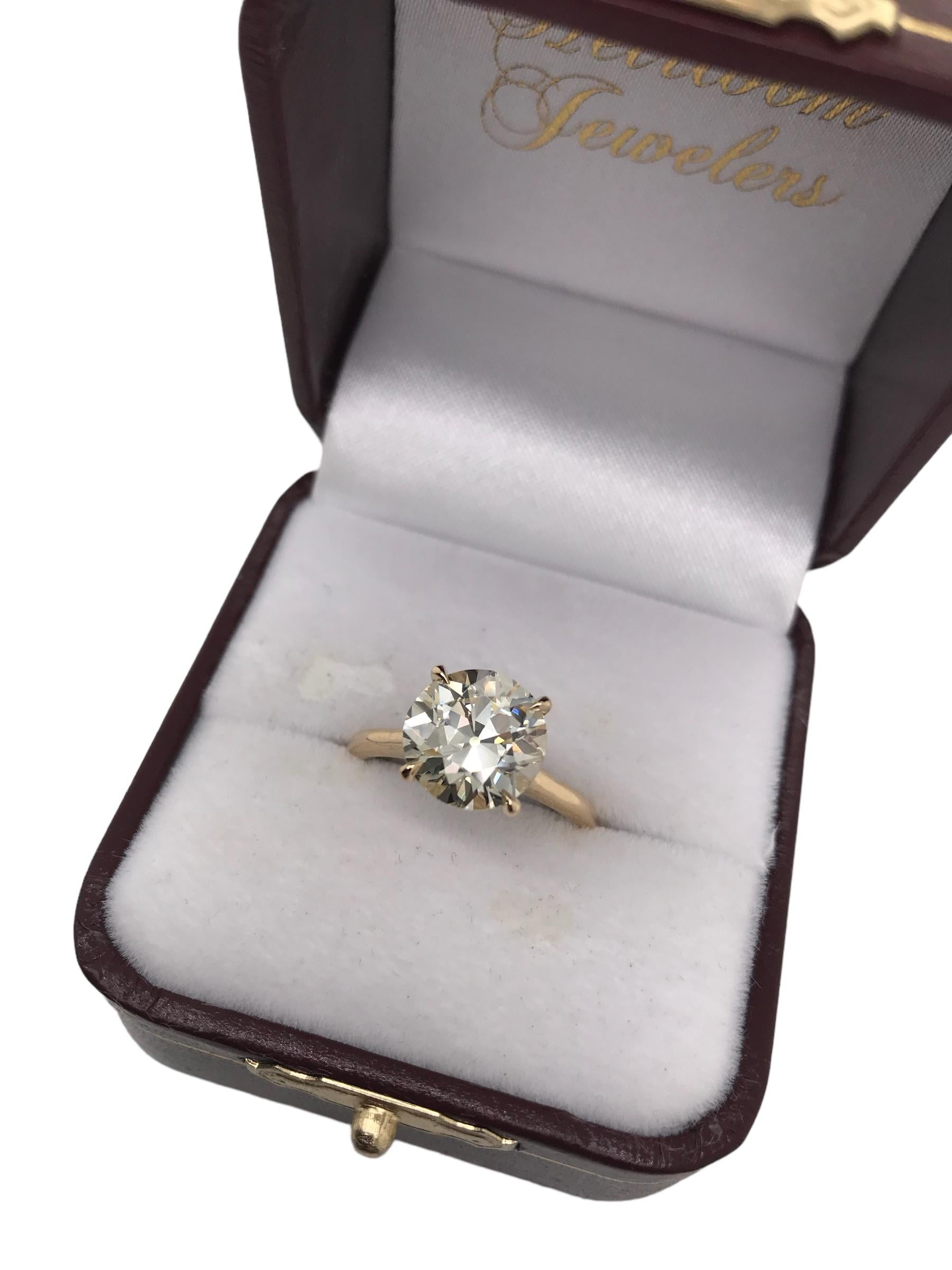 3.44 Karat Solitär-Diamant-Verlobungsring mit europäischem Schliff 1