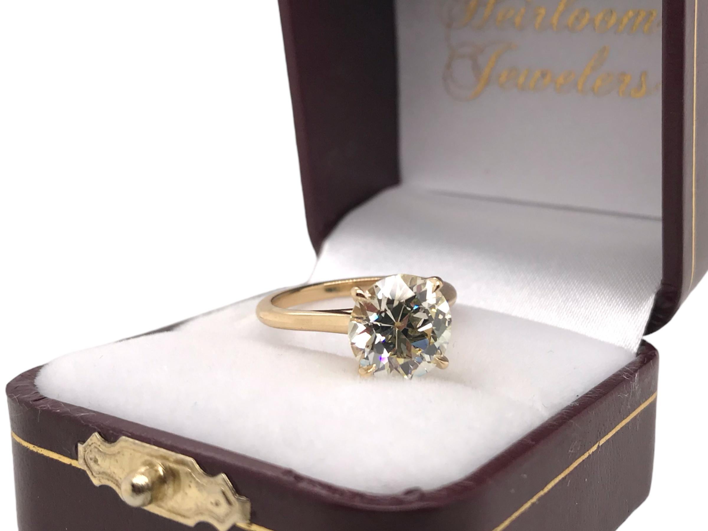 3.44 Karat Solitär-Diamant-Verlobungsring mit europäischem Schliff 2