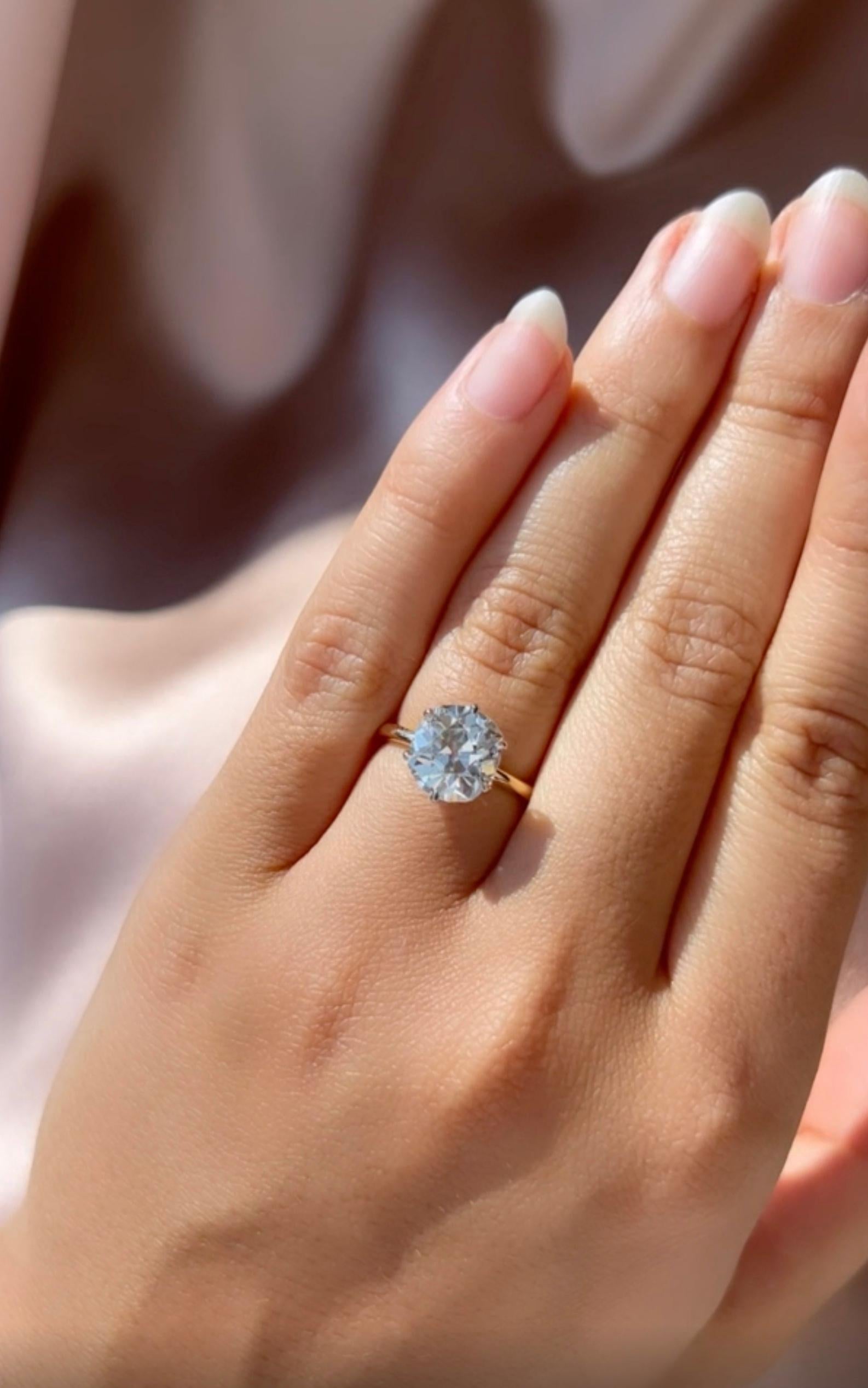 3.44-Karat Diamantring mit altem Minenschliff im Zustand „Neu“ in New York, NY