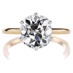 3.44-Karat Diamantring mit altem Minenschliff