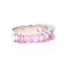 3.44 Carat Pink Sapphire White Gold Ladies Band