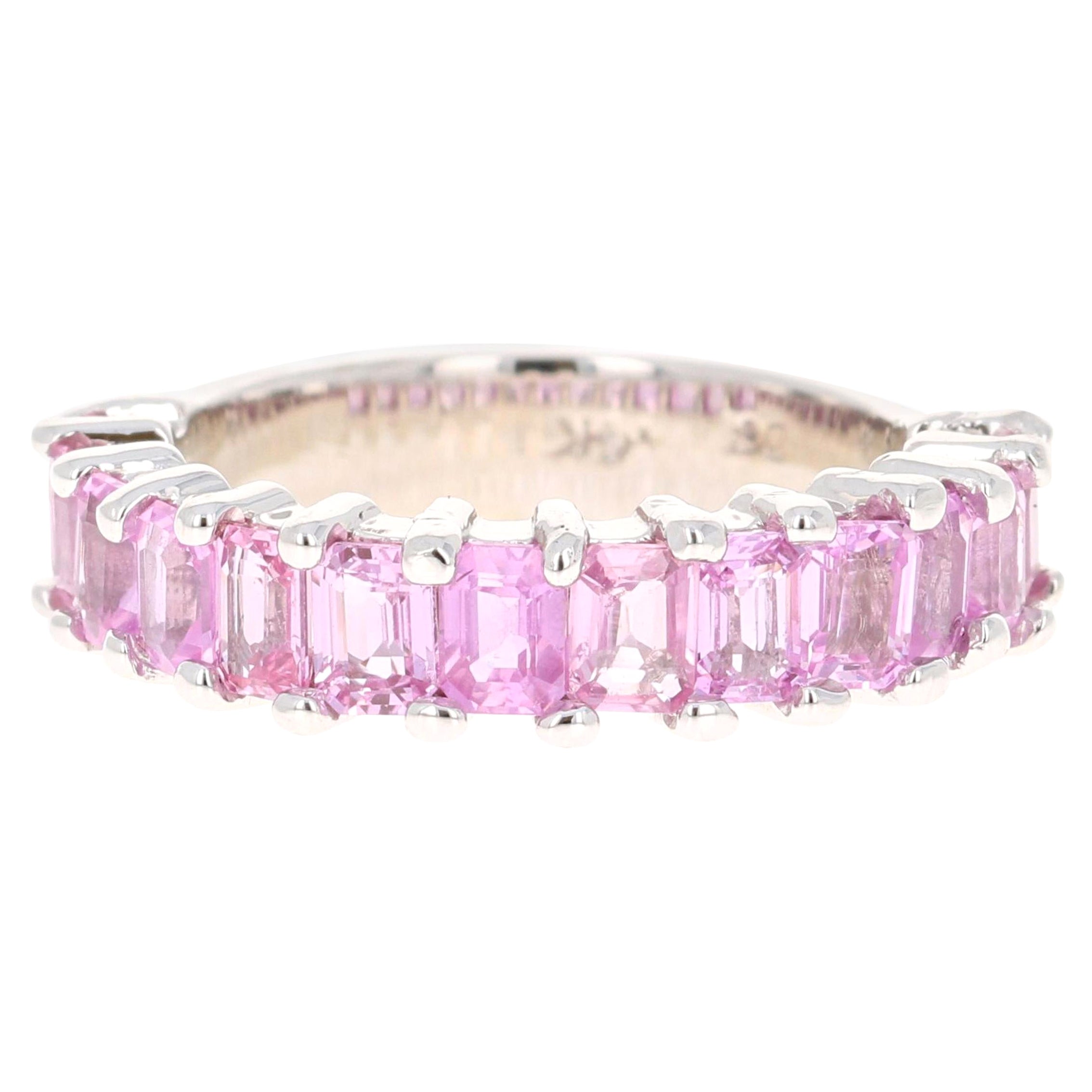Fascia da donna in oro bianco con zaffiro rosa da 3,44 carati