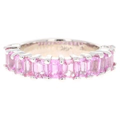 Fascia da donna in oro bianco con zaffiro rosa da 3,44 carati