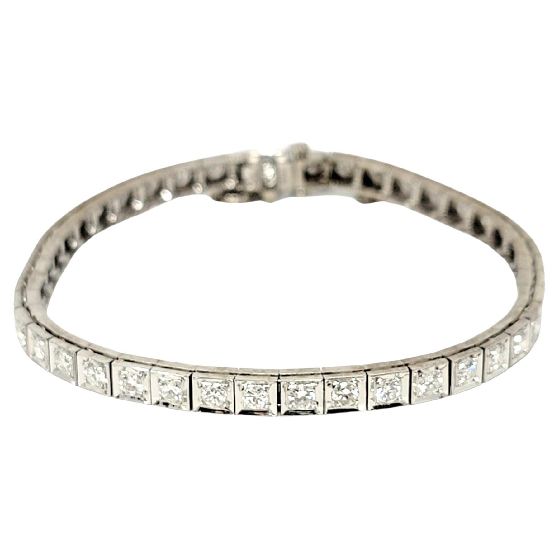 Bracelet tennis en or blanc 14 carats avec diamants ronds brillants de 3,44 carats G-H / VS