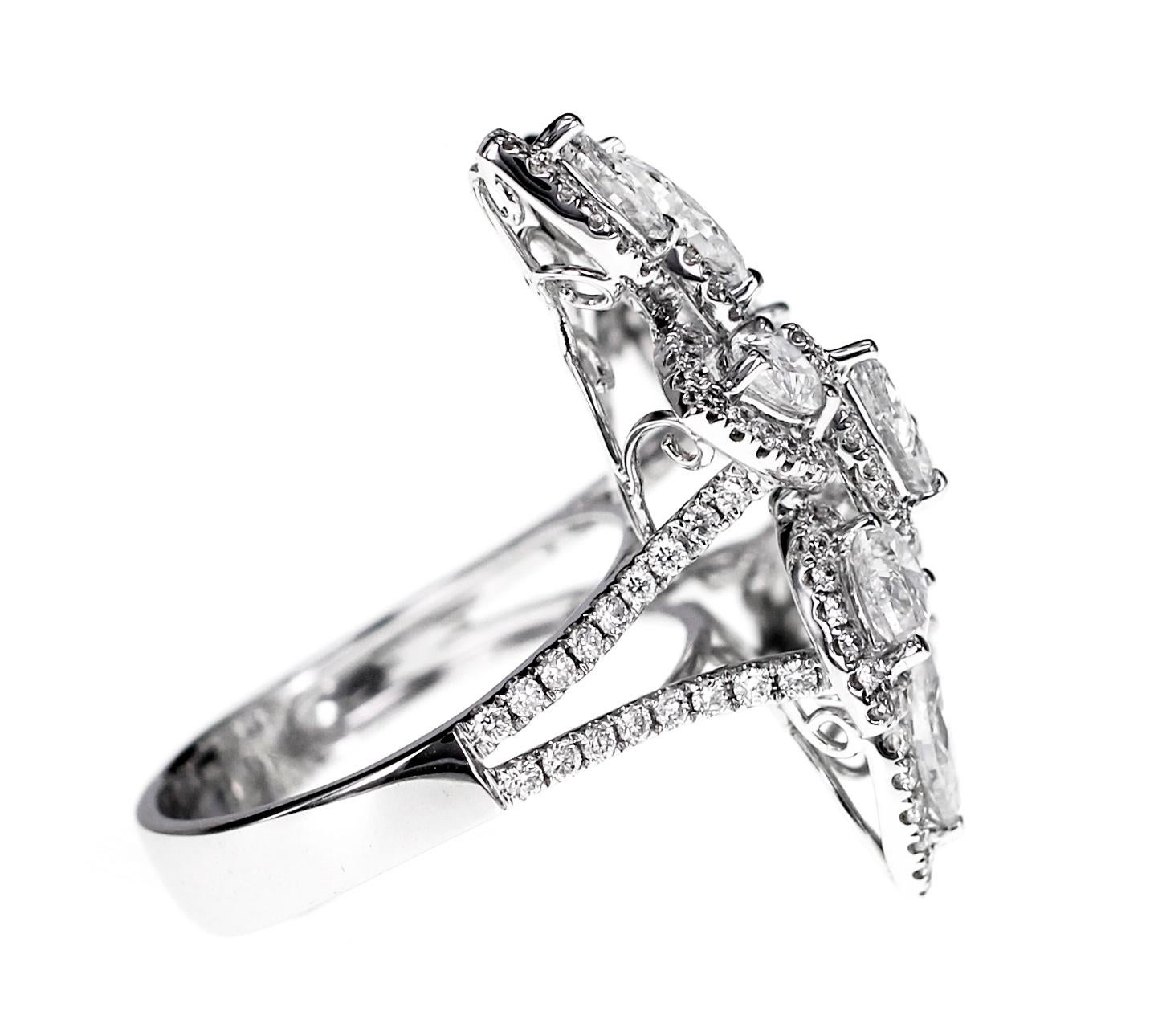 Art Nouveau 3.44 Carat White Diamond Shapes Designer Engagement Ring For Sale