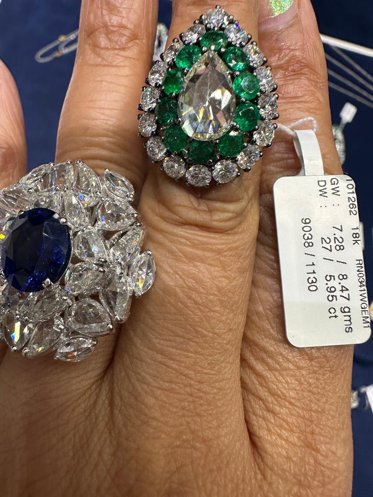 3,44 Karat natürlicher Burma unerhitzter Rubin 1,68 Karat Smaragd Diamantring Cum Anhänger im Angebot 5