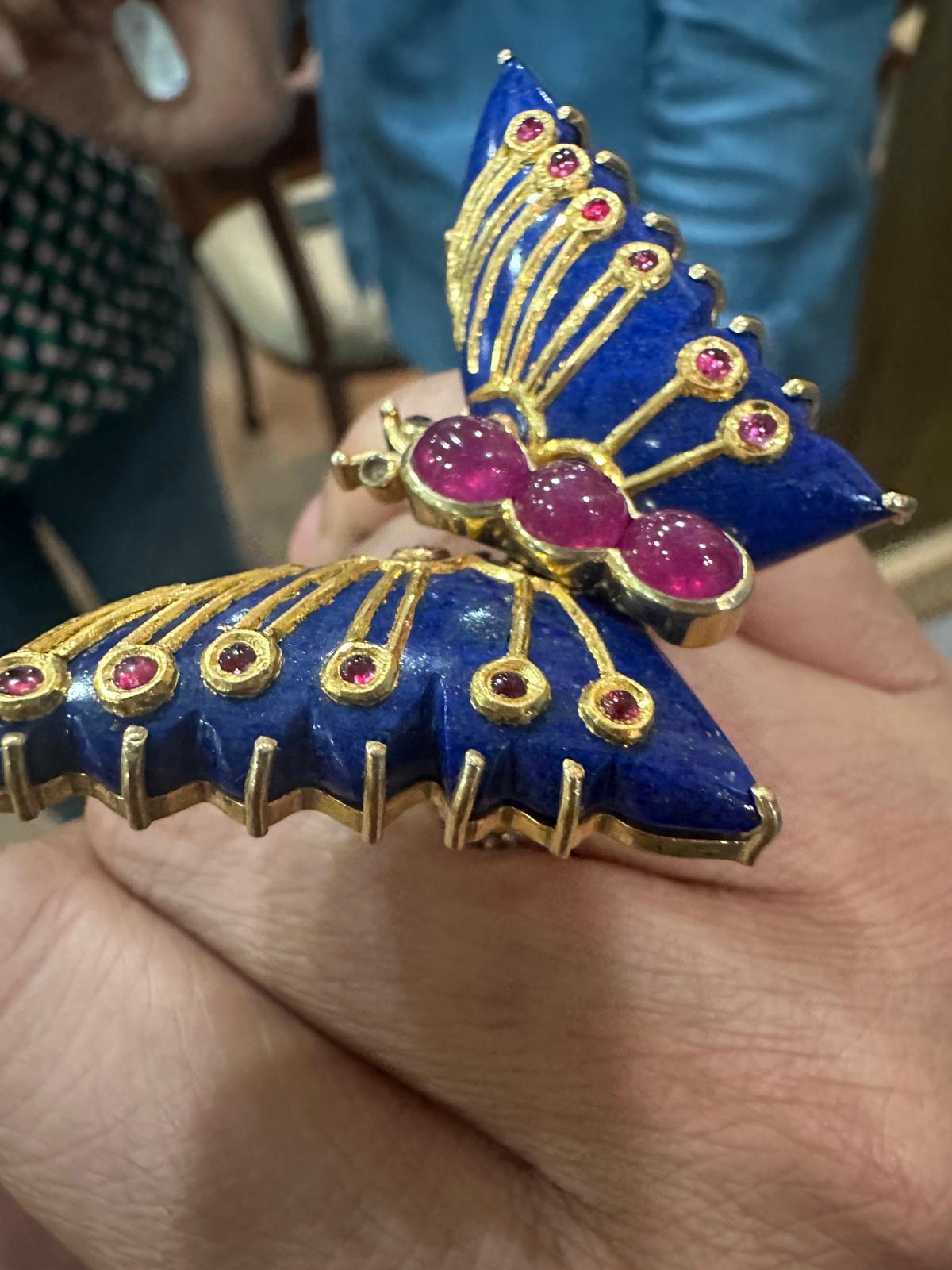 3,44 Karat natürlicher Burma unerhitzter Rubin 1,68 Karat Smaragd Diamantring Cum Anhänger im Angebot 9