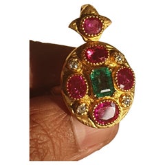 3,44 Karat natürlicher Burma unerhitzter Rubin 1,68 Karat Smaragd Diamantring Cum Anhänger