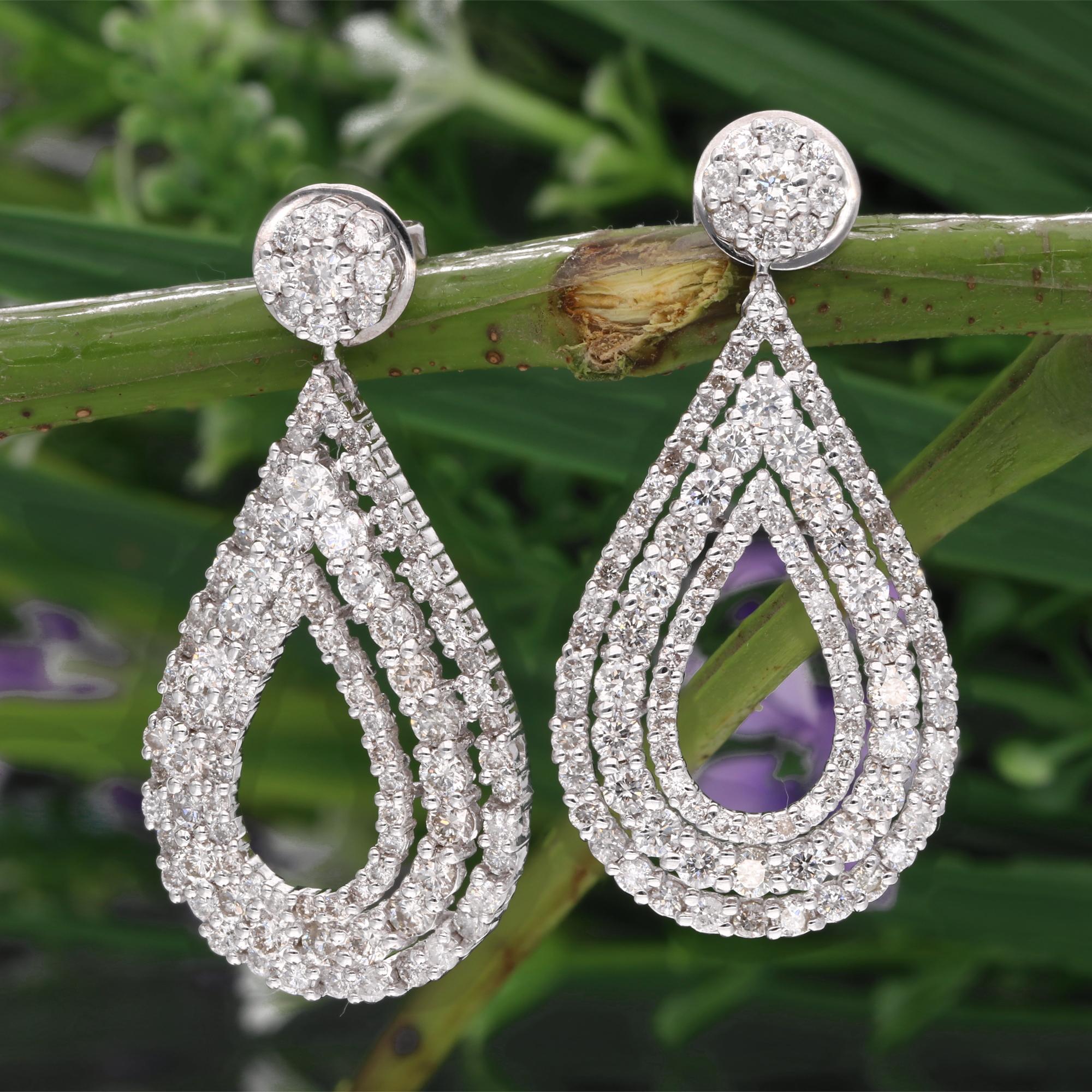 Item Code :- SFE-1239
Gross Wt. :- 8.72 gm
14k White Gold Wt. :- 8.05 gm
Natural Diamond Wt. :- 3.35 Ct. ( AVERAGE DIAMOND CLARITY SI1-SI2 & COLOR H-I )
Earrings Length :- 35 mm approx.

✦ Sizing
.....................
We can adjust most items to fit