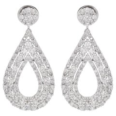 3,44 ct SI Clarity HI Color Orecchini con diamanti a penzoloni in oro bianco 14 carati