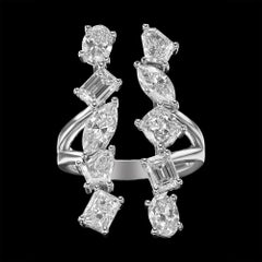 3,44 tcw natürlicher Diamant in 18k Weißgold Statement Ring