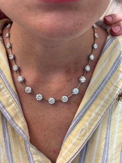 GIA-Certified 34.48ct Round Diamond Tennis Necklace in 18K White Gold
