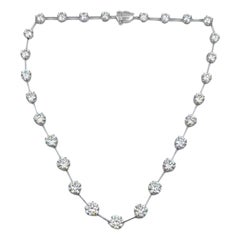 GIA-Certified 34.48ct Round Diamond Tennis Necklace in 18K White Gold