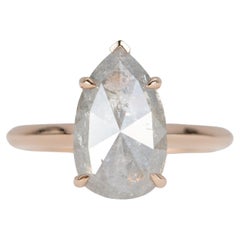 3.44ct Pear Shape Salt and Pepper Diamond Engagement Ring 14K Rose Gold R6116