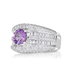3.44ct Round Brilliant Cut Pink Sapphire Engagement Ring