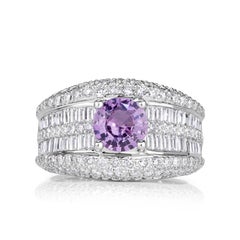 3.44ct Round Brilliant Cut Pink Sapphire Engagement Ring